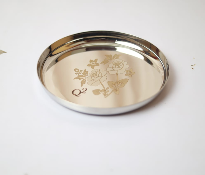 Stainless Steel Floral Laser Printed Serving Plate